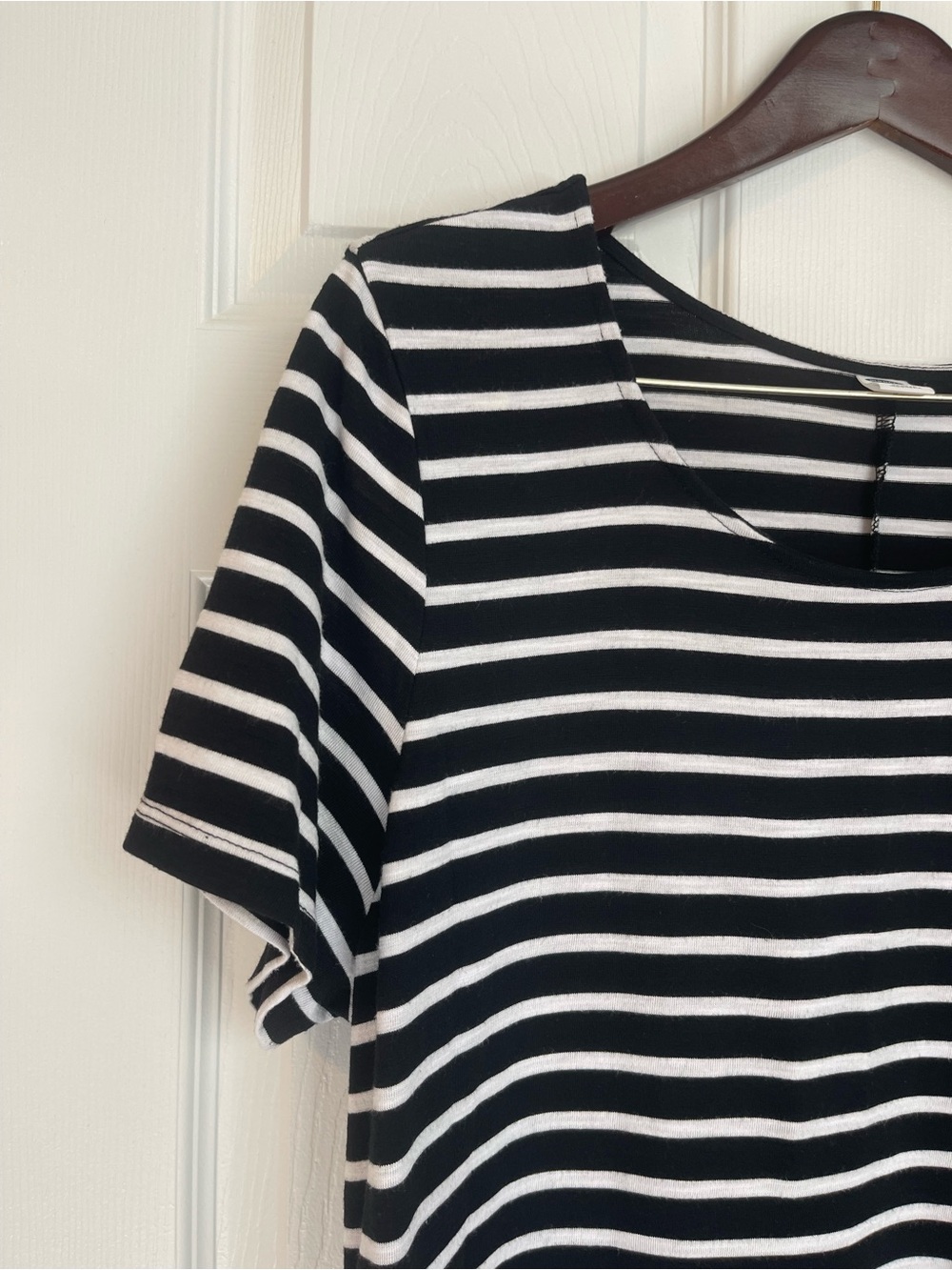 Old Navy Black and White Striped Midi Tee Dress - Picture 3 of 7